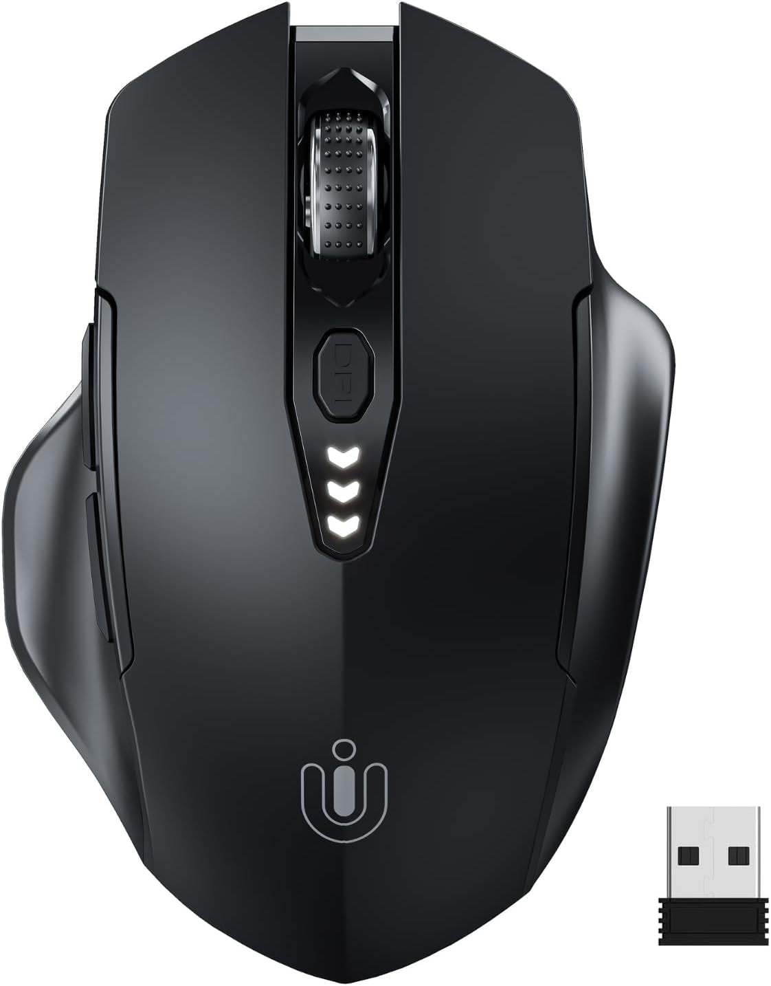 ⚡ Ergonomic Wireless Mouse with Visible Battery Level – 2.4GHz, Rechargeable, 4 DPI Settings