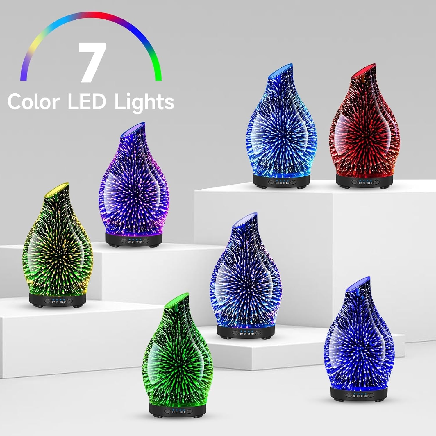 🌬️Essential Oil Diffuser – 120ML Glass Aromatherapy Humidifier with LED Lights & Auto Shut-Off