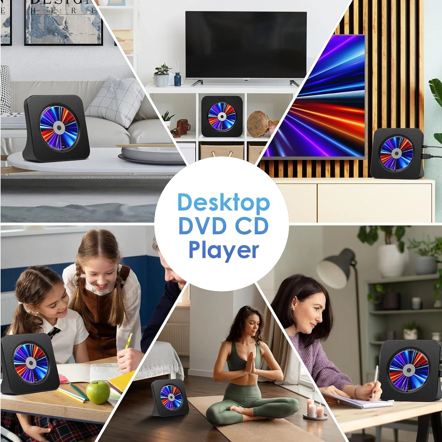 📀 RetroWave All-in-One CD/DVD Player with Bluetooth Speakers – FM Radio, USB Playback, Alarm Clock, 1080P HDMI Out & Remote