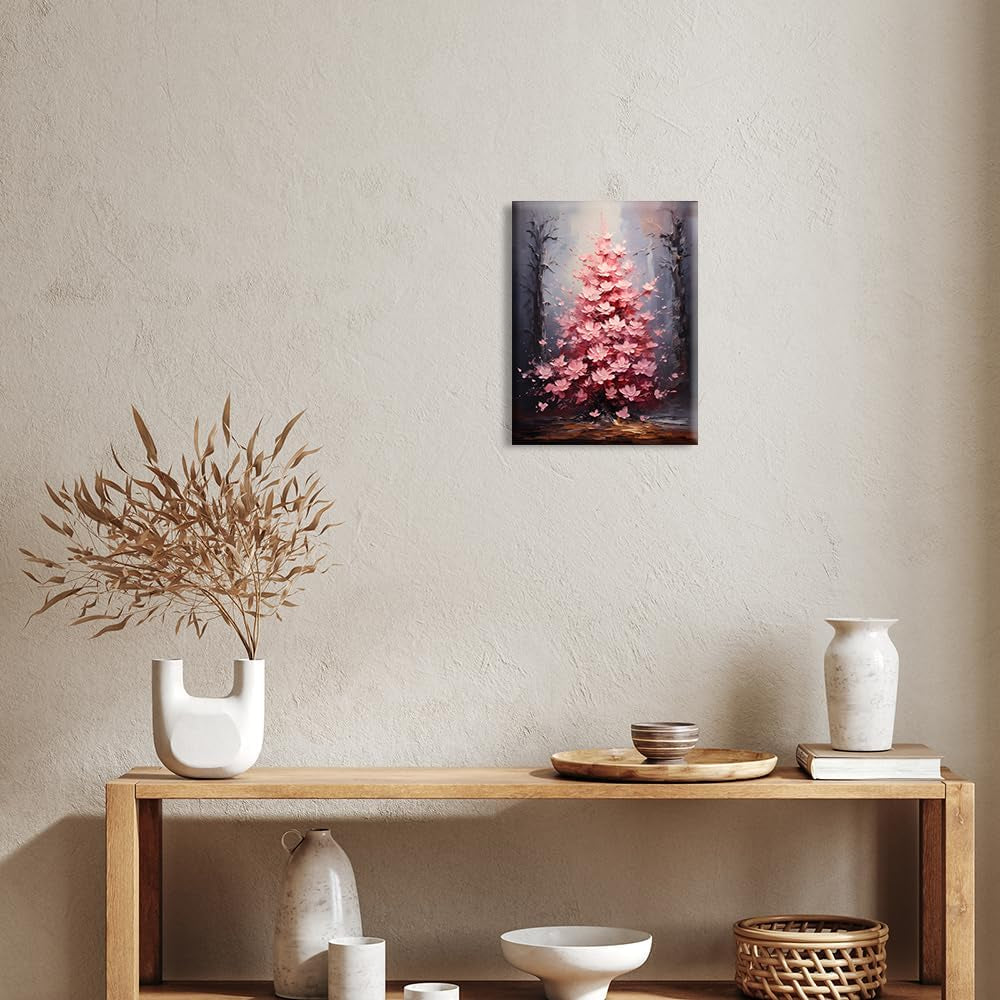๐ธ๐จ Spring Cherry Blossom Abstract Floral Canvas Wall Art โ Pink Plant Painting for Living Room, Office & Game Stations | 12"x16" | Ready to Hang | Geek Findings Cherry Blossom Collection