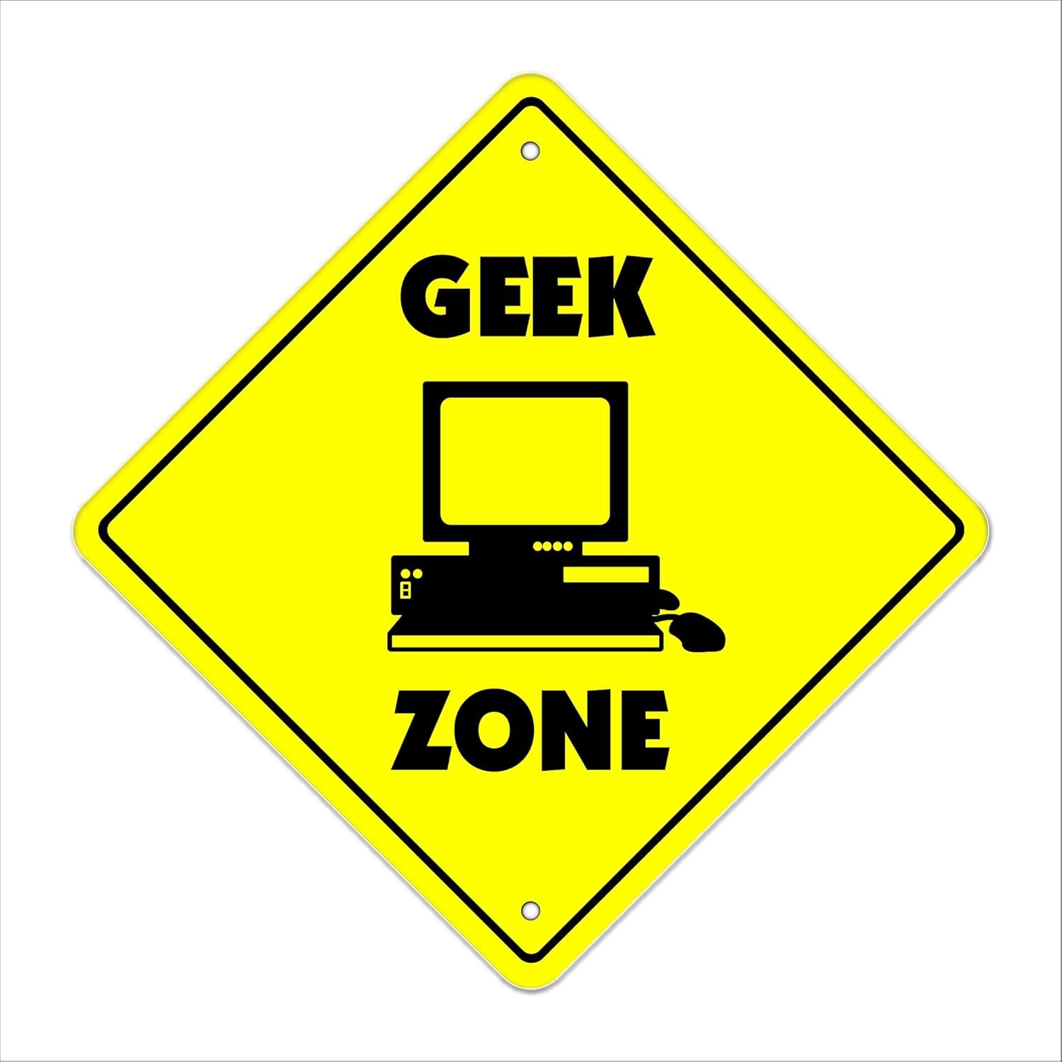 🚧Geek Crossing Sign – 12" Nerd Zone Warning Plaque | Indoor/Outdoor Wall Decor for Gamers, Tech Lovers & Office Spaces | Durable & Made in USA