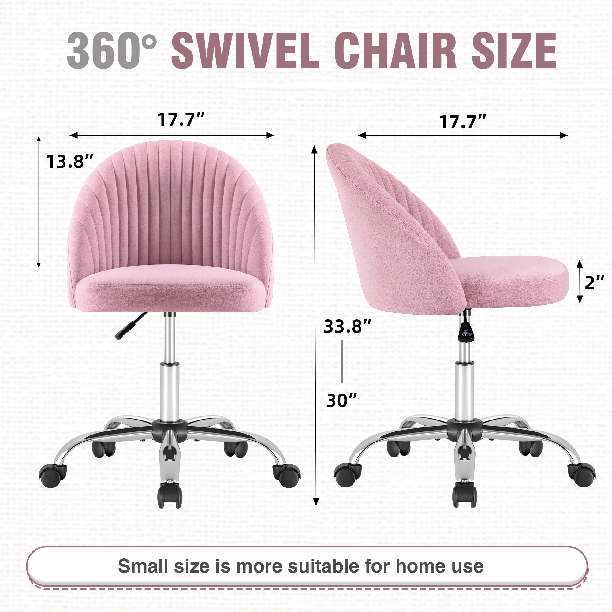 🌸Blossom Breeze: Adjustable Pink Home Office Chair – Mid-Back Rolling Task Chair for Bedroom, Living Room, Study | Cherry Blossom Collection