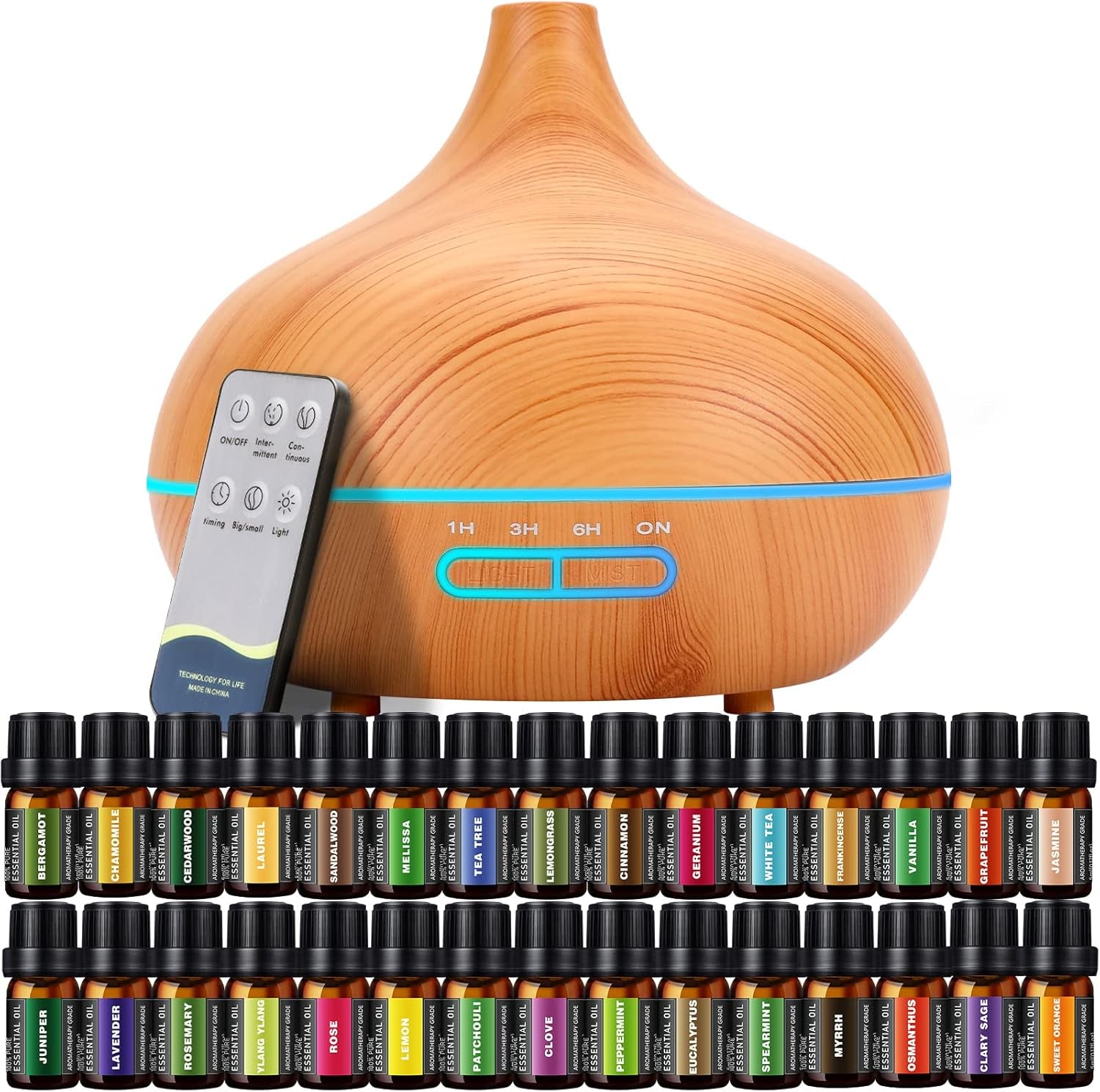 🕹️ 550ML Ultrasonic Essential Oil Diffuser with Remote – Cool Mist Aromatherapy Humidifier for Home, Game Room, Office & More | 7 LED Colors, Timer, Auto Shut-Off