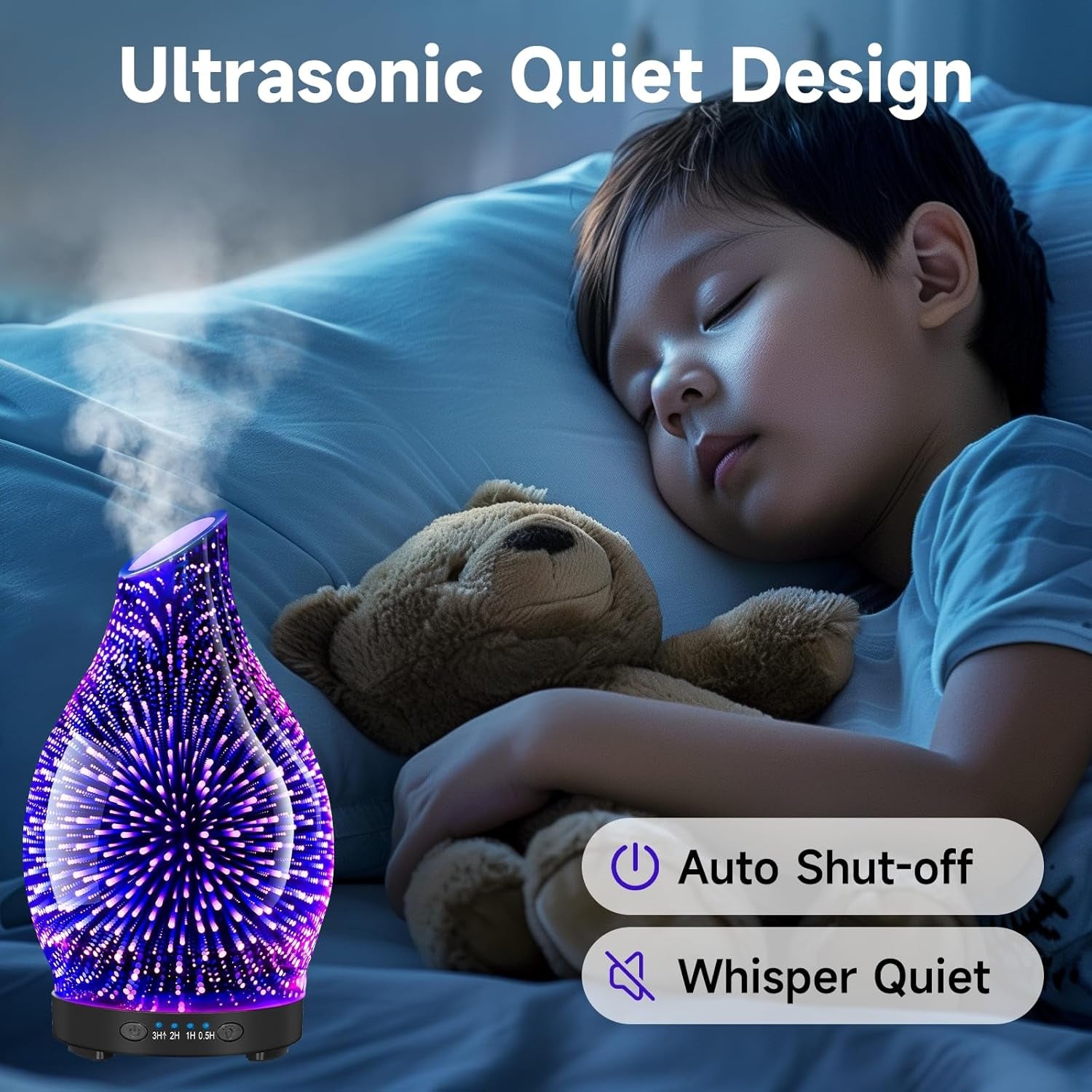🌬️Essential Oil Diffuser – 120ML Glass Aromatherapy Humidifier with LED Lights & Auto Shut-Off