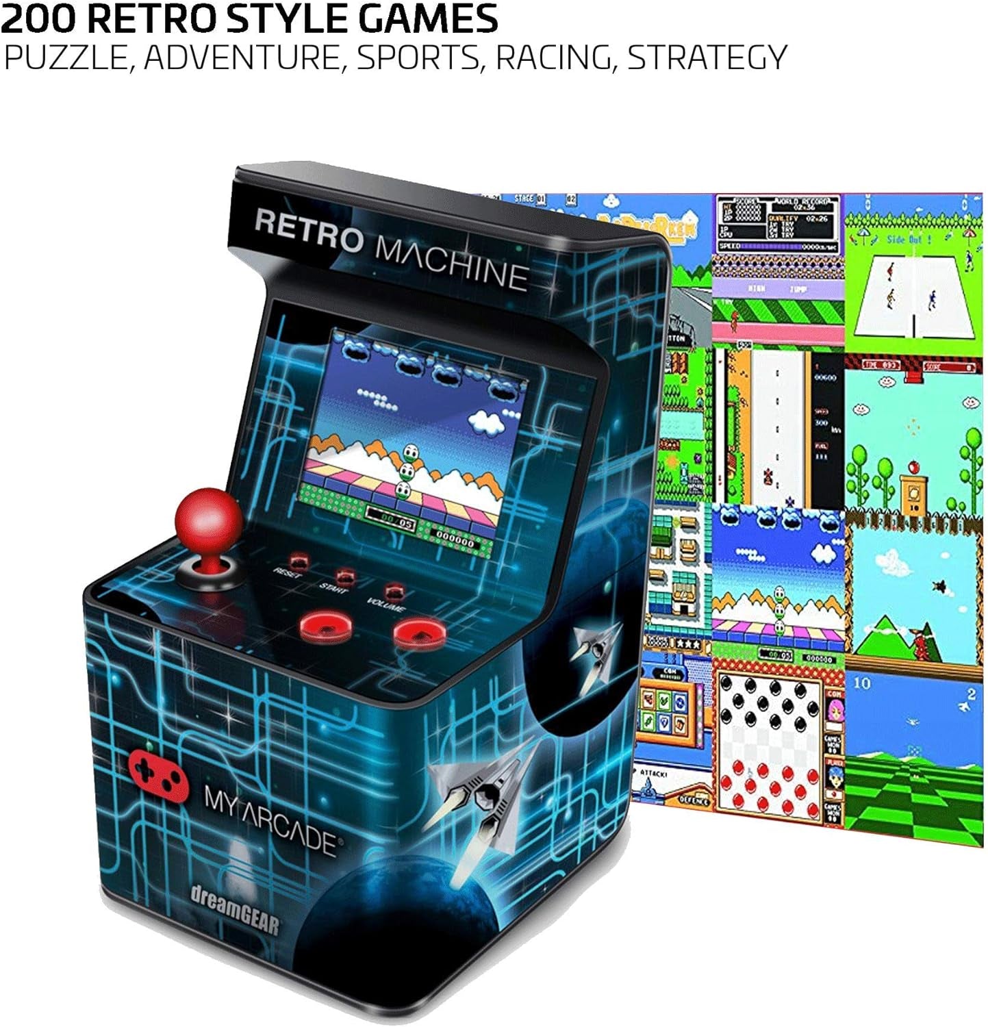 🕹️My Arcade Retro Mini Gaming Machine – 200 Built-In Classic Games | Miniature Arcade Cabinet with Joystick, Color Display, & Speaker – Battery Powered Portable Fun