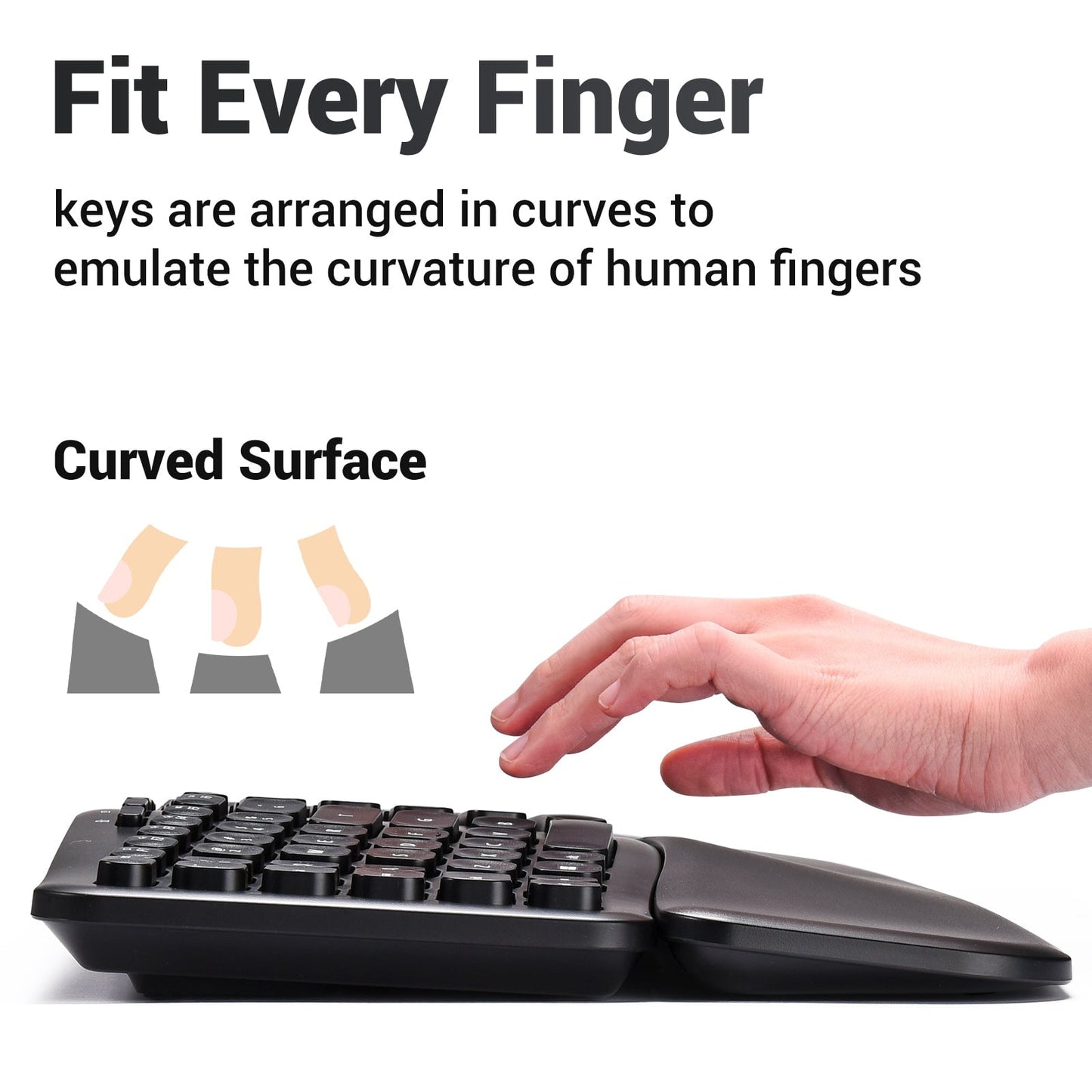 Wireless Ergonomic Keyboard with Magnetic Wrist Rest, Black
