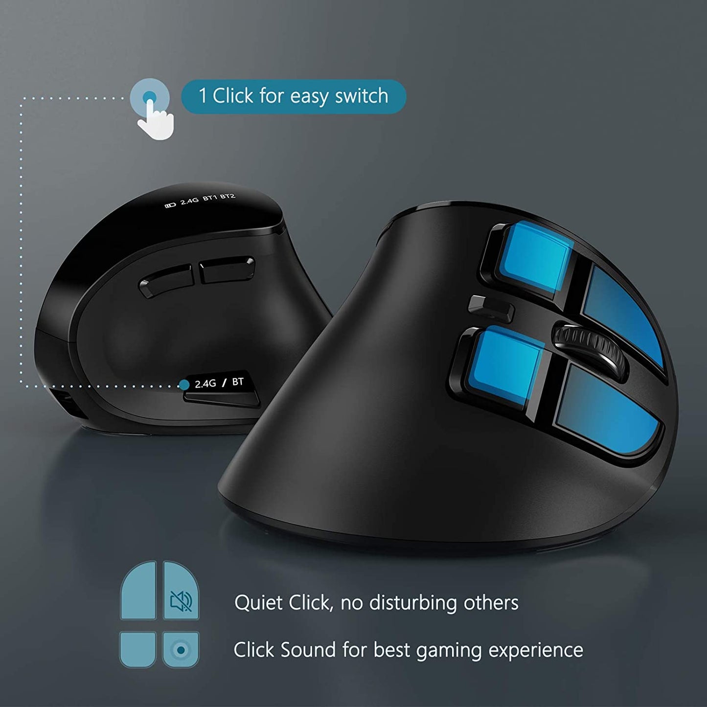 🖱️ The Ultimate 3-in-1 Ergonomic Wireless Mouse – For Work, Play & Everything in Between