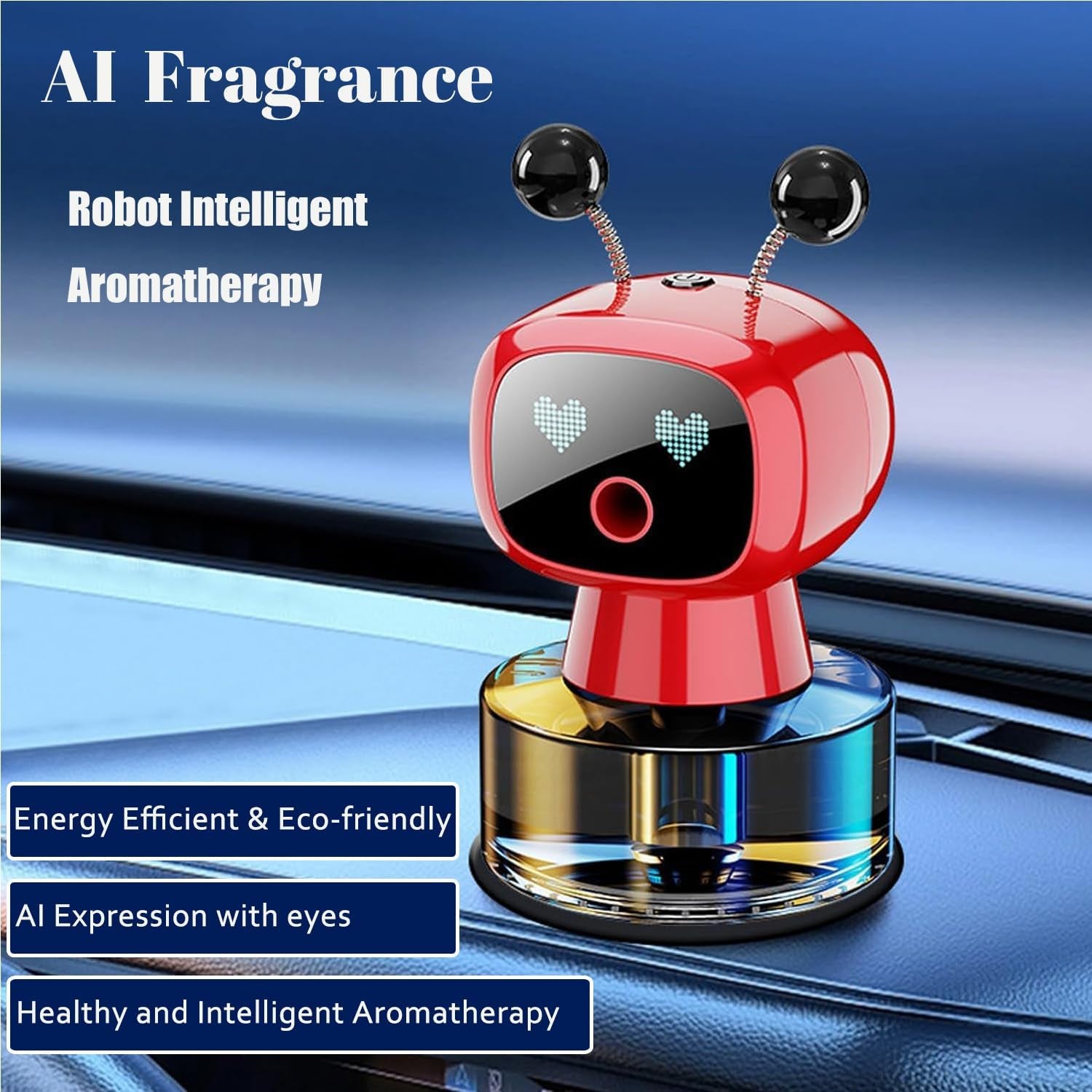 🤖Smart Robot Car Air Freshener – Intelligent Aromatherapy Diffuser with Vibration Sensor | Fine Mist Spray, 4 Modes, Refillable, USB Rechargeable