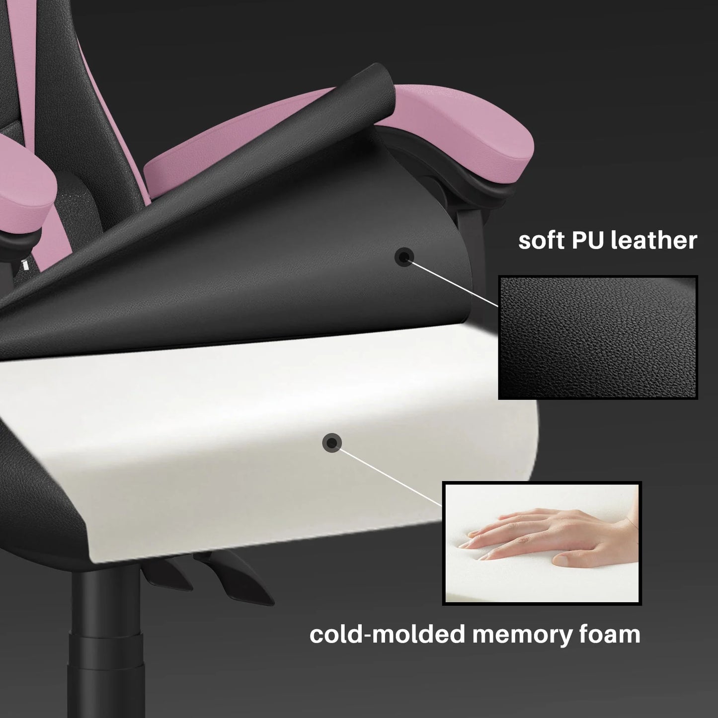 🌸🎮Bigzzia Pink & Black Racing Gaming Chair – Ergonomic Office Chair with Massage Lumbar Pillow, Adjustable Recline & Headrest | Cherry Blossom Collection | Geek Findings