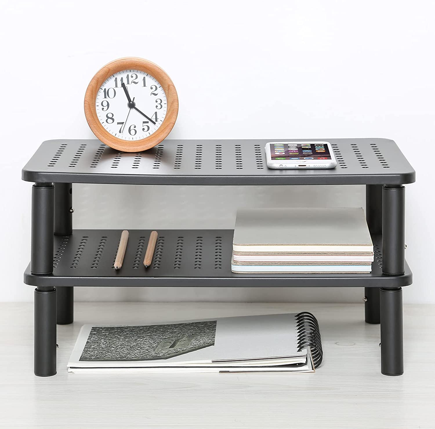 π₯οΈ Adjustable Metal Monitor Riser Stand β Ergonomic Mesh Platform with 3 Height Settings | Sturdy Computer Stand for Flat Screen Monitors, Laptops, Printers & iMac
