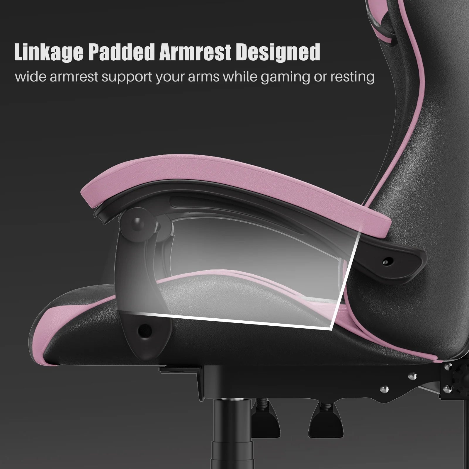 🌸🎮Bigzzia Pink & Black Racing Gaming Chair – Ergonomic Office Chair with Massage Lumbar Pillow, Adjustable Recline & Headrest | Cherry Blossom Collection | Geek Findings
