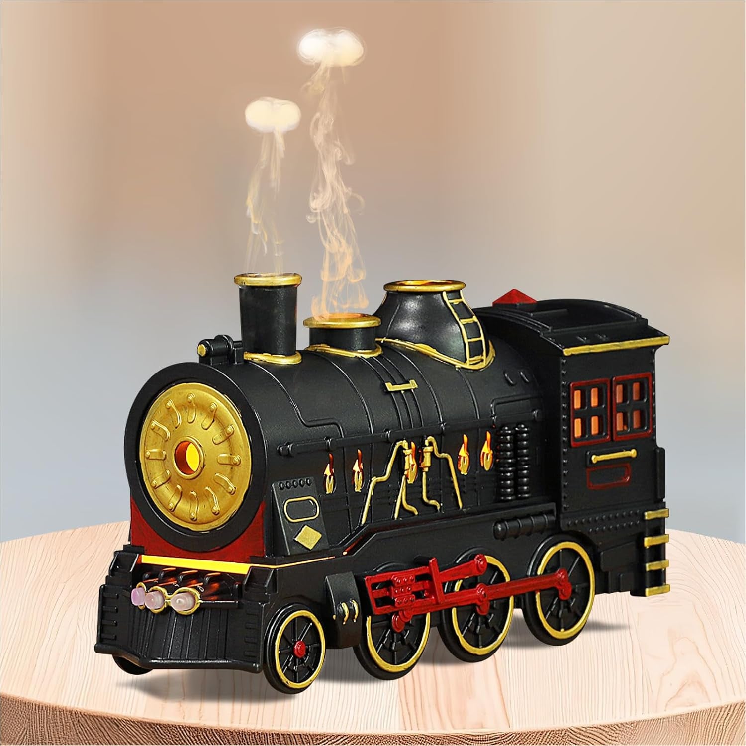 Train Diffuser 300Ml, Aromatherapy Diffuser Cool Mist Ultrasonic Aroma Train Diffuser with Remote Control 2 Light 2 Mist Mode Auto Shut-Off for Bedroom Office Hotel(Black)