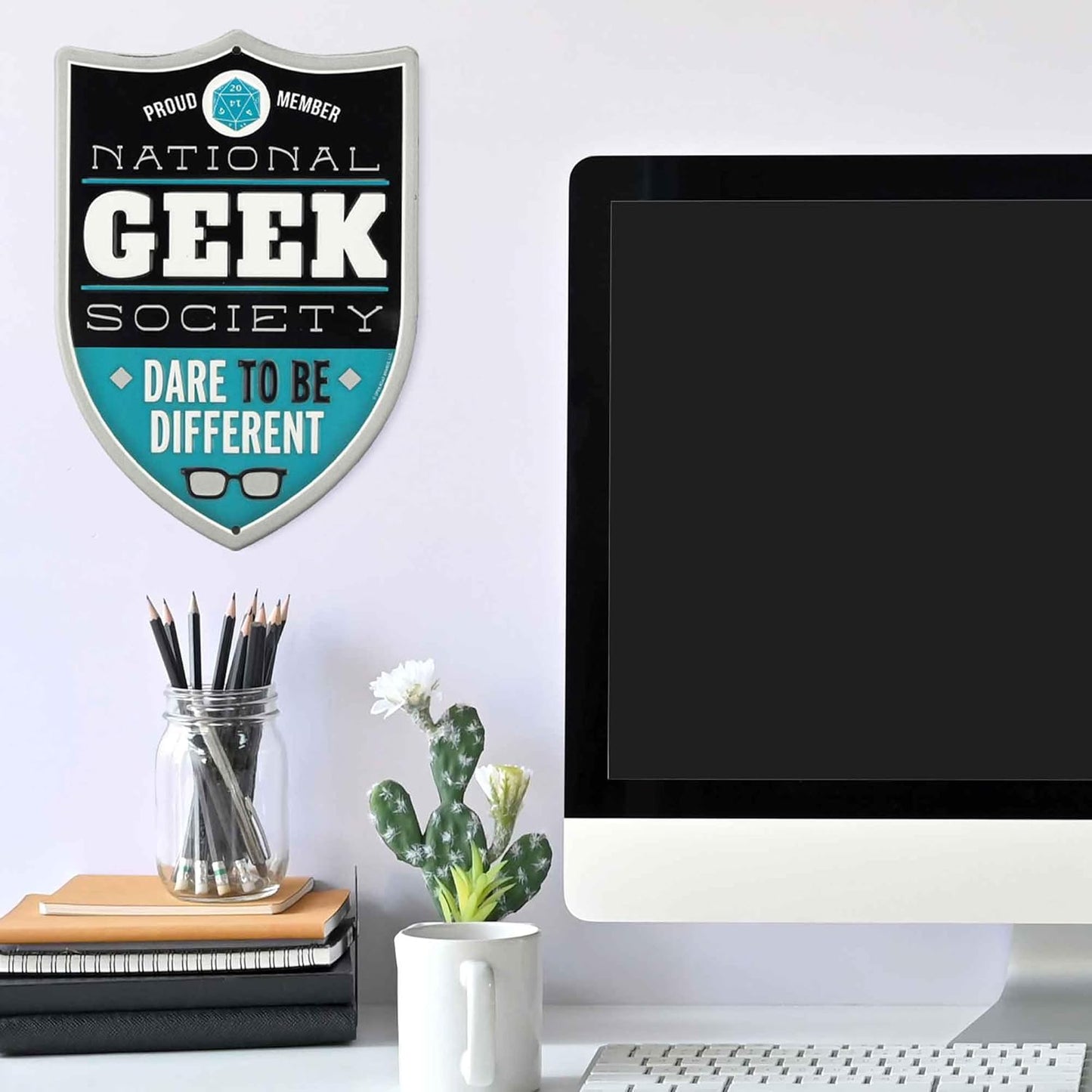 National Geek Society Embossed Metal Sign – Fun Geeky Wall Decor for Game Rooms, Offices & Workshops | Great Gift for Nerds & Tech Enthusiasts
