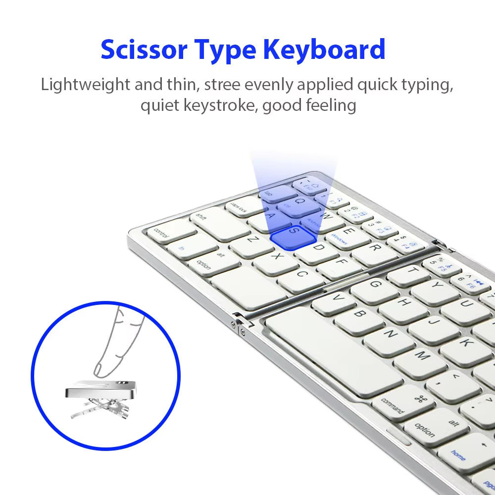 Foldable Wireless Bluetooth Keyboard with Touchpad – Ultra-Slim, Rechargeable & Travel-Ready