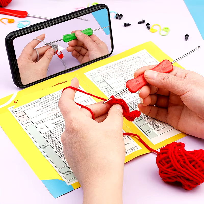 DIY Crochet Animal Kit for Beginners โ Plush Yarn Animal Craft Set (Dinosaur, Fox, Elephant, More) | Geeky Handmade Decor & Stress-Free Hobby for Adults & Teens