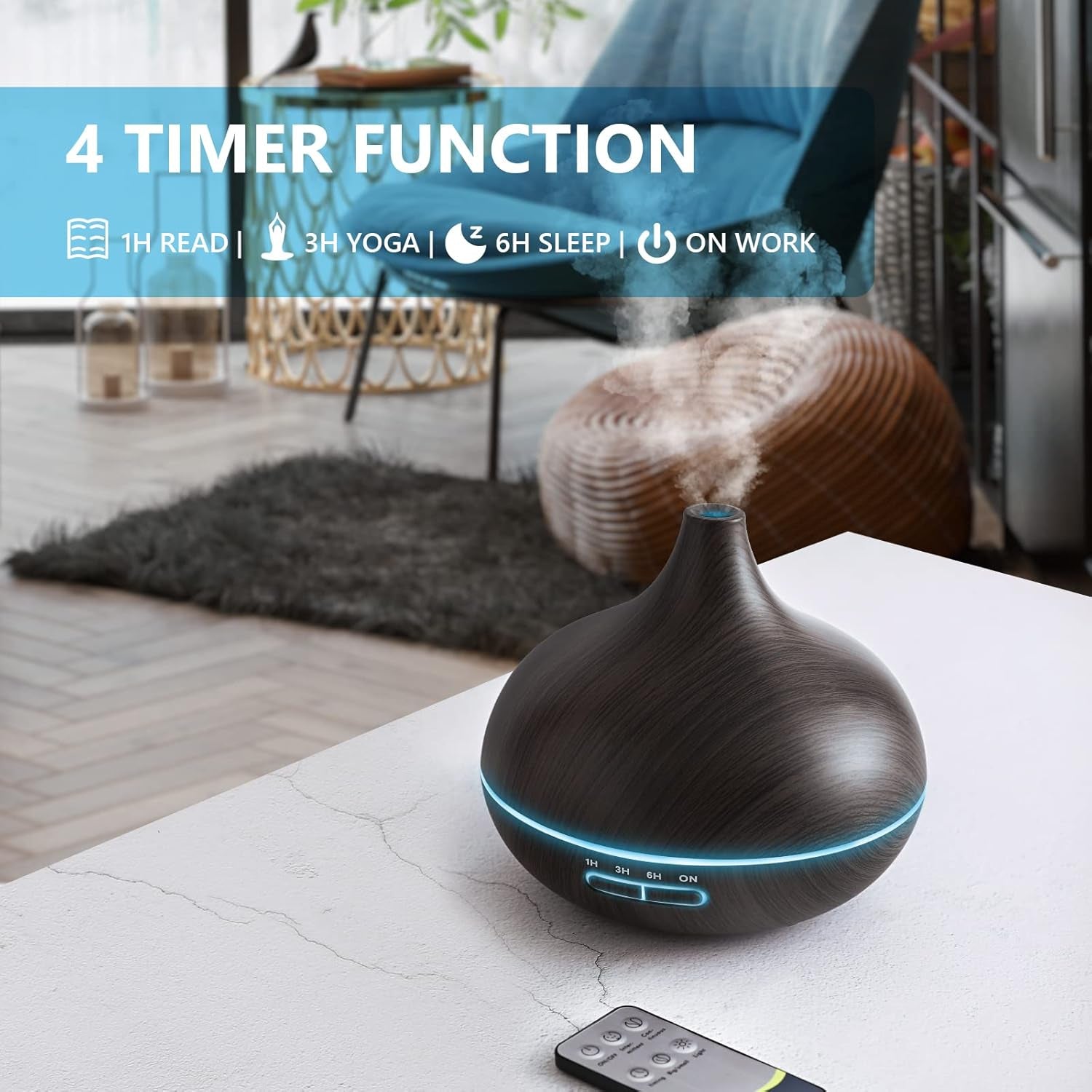 🕹️ 550ML Ultrasonic Essential Oil Diffuser with Remote – Cool Mist Aromatherapy Humidifier for Home, Game Room, Office & More | 7 LED Colors, Timer, Auto Shut-Off