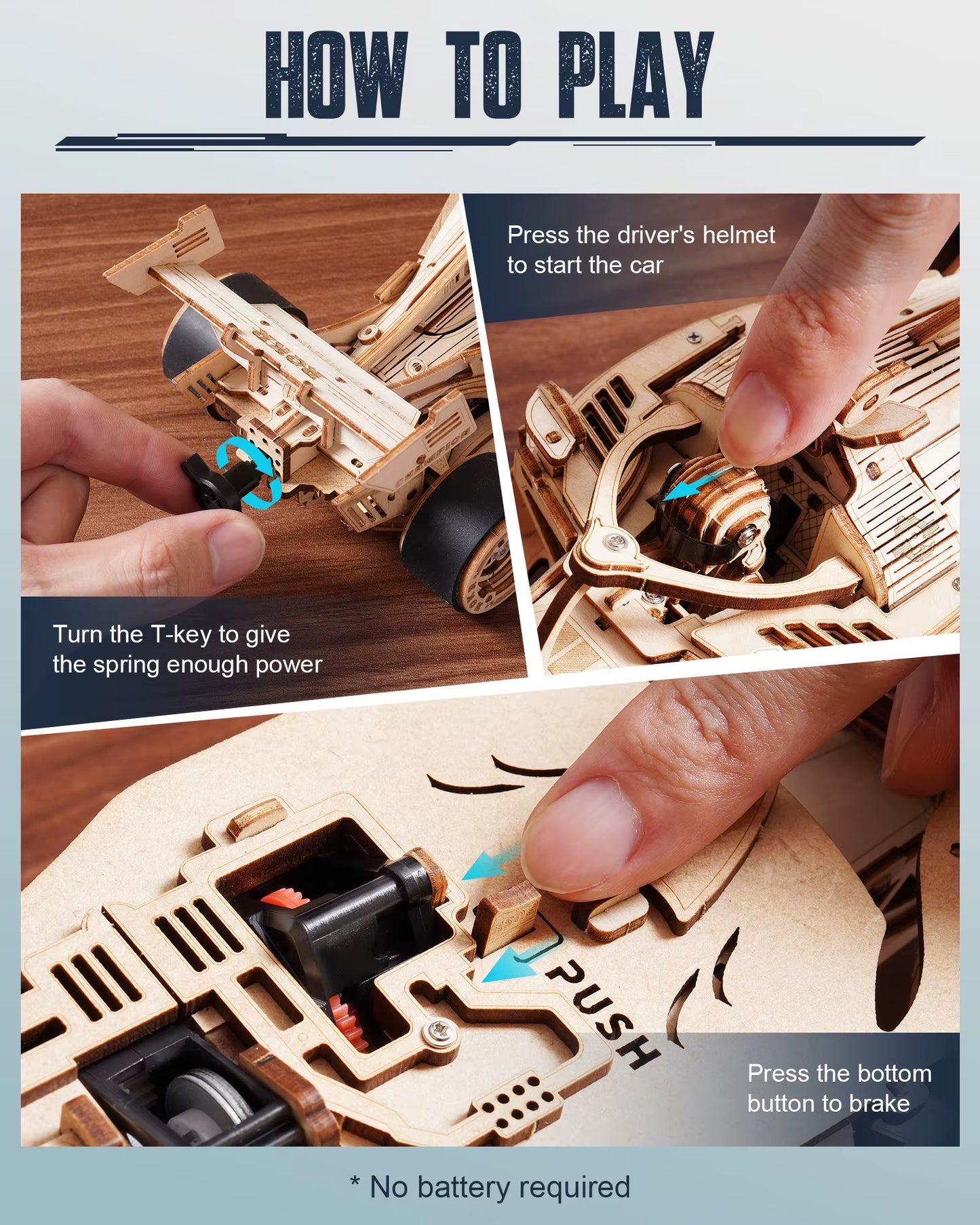 ๐๏ธ Rokr 3D Wooden Racing Car Puzzle DIY Model Kit | Mechanical Roaring Engine, 8-10M Forward Movement | Perfect for Adults & Teens | Geek Findings