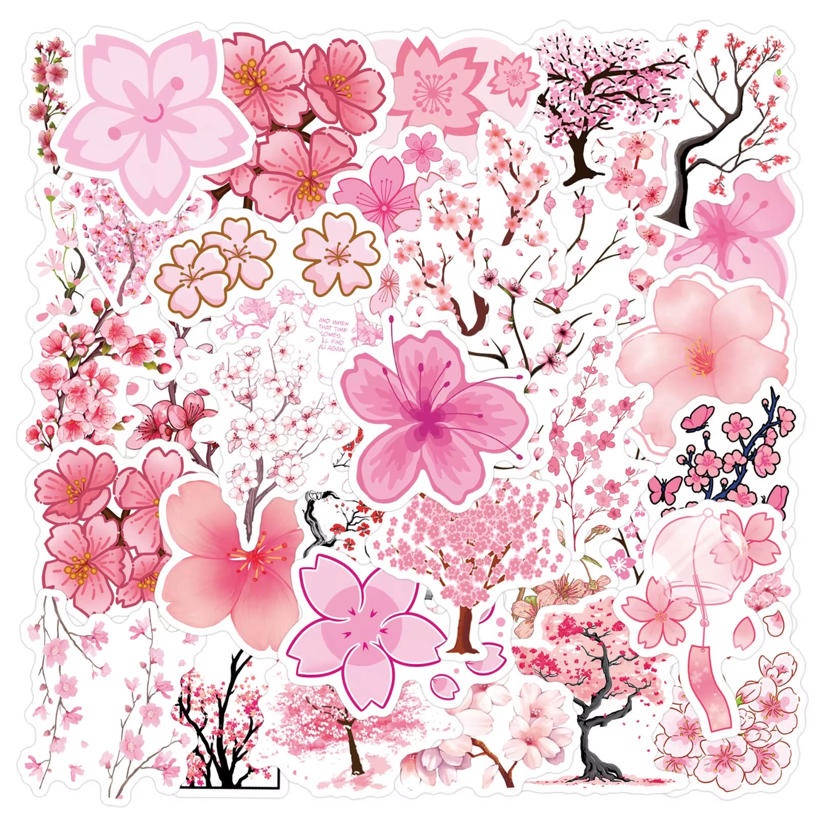 🌸50PCS Cherry Blossom Aesthetic Stickers – Waterproof Decals for Laptops, Phones, Notebooks, Gaming Stations & Offices | Geek Findings Cherry Blossom Collection