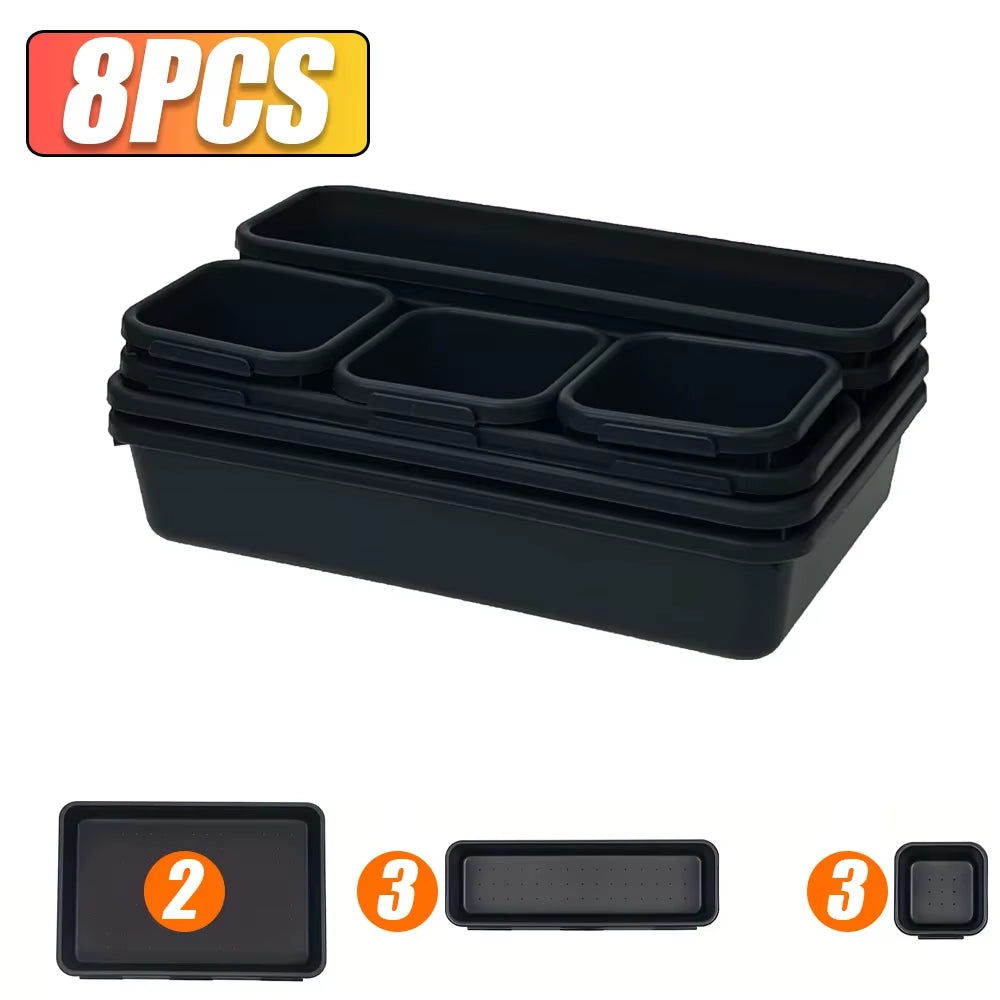 🧰 Modular Desk & Drawer Organizer Tray Set - Tool & Tech Organizer Bins for Home Office, Gaming Desk, Toolboxes & Workspaces