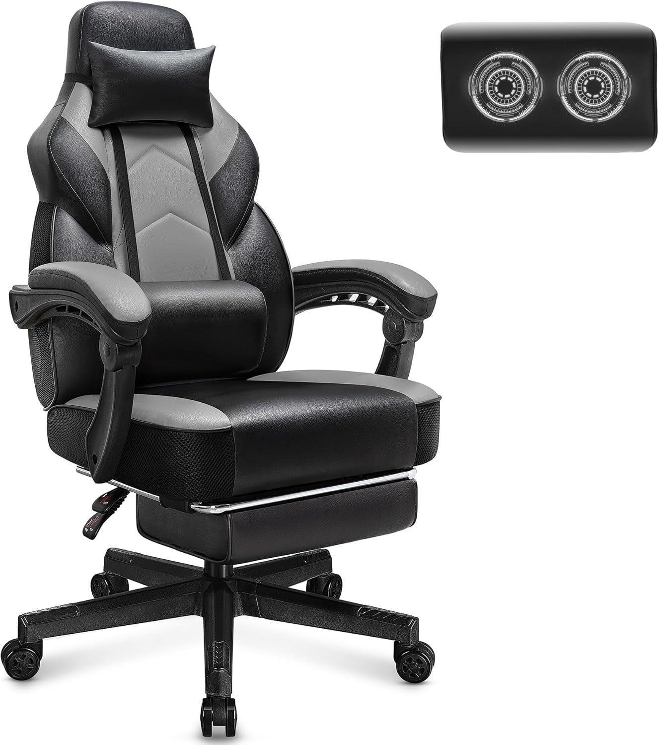 ๐ฎ Ultimate Gaming Throne โ Big & Tall Massage Chair with Footrest, Recliner Back, 360ยฐ Swivel & Ergonomic Comfort