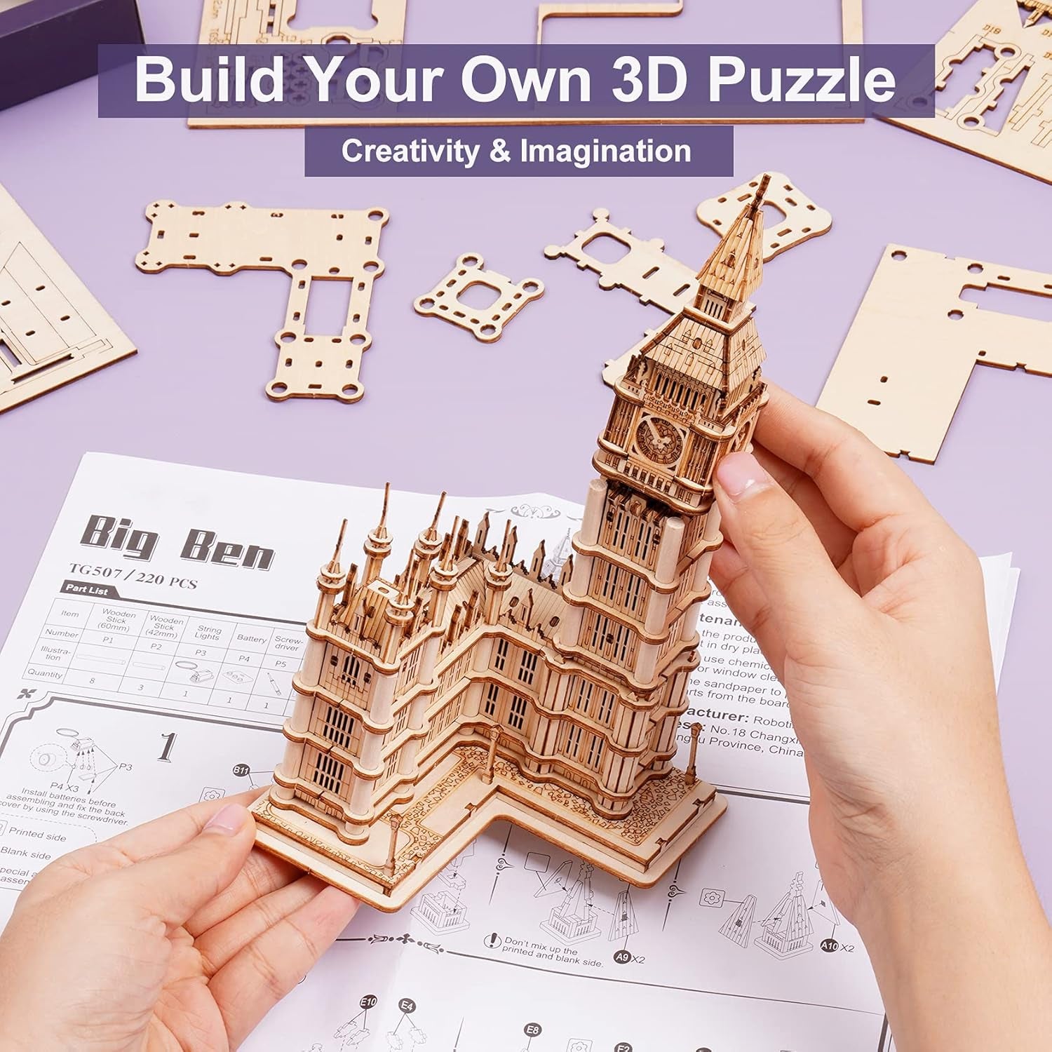 🧩 Big Ben 3D Wooden Puzzle Kit – Iconic London Landmark Model for Adults & Teens (14+) 