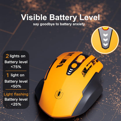 ⚡ Ergonomic Wireless Mouse with Visible Battery Level – 2.4GHz, Rechargeable, 4 DPI Settings 