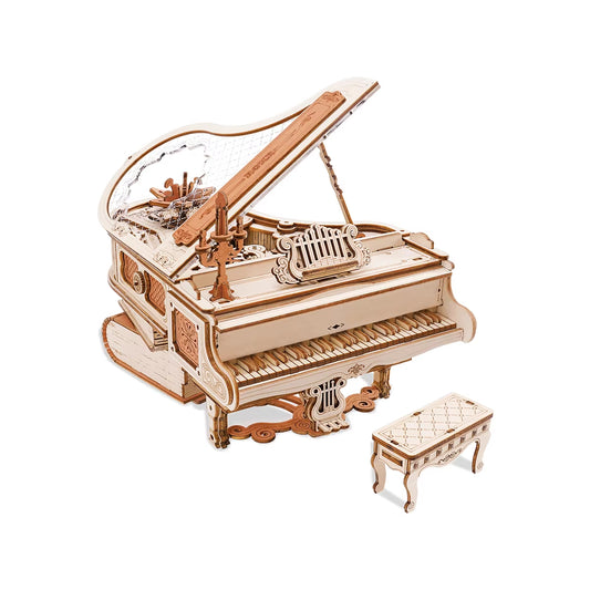 ROKR Magic Piano 3D Wooden Puzzle – Mechanical DIY Music Box Model Kit with Moving Keys – Aesthetic Desk Decor & Unique Gift for Adults 