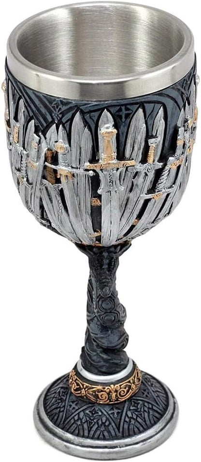 Iron Throne Chalice Goblet – Medieval Swords Cup with Wine Drip Ring | Game of Thrones, D&D, Fantasy Decor & Gift for Geeks