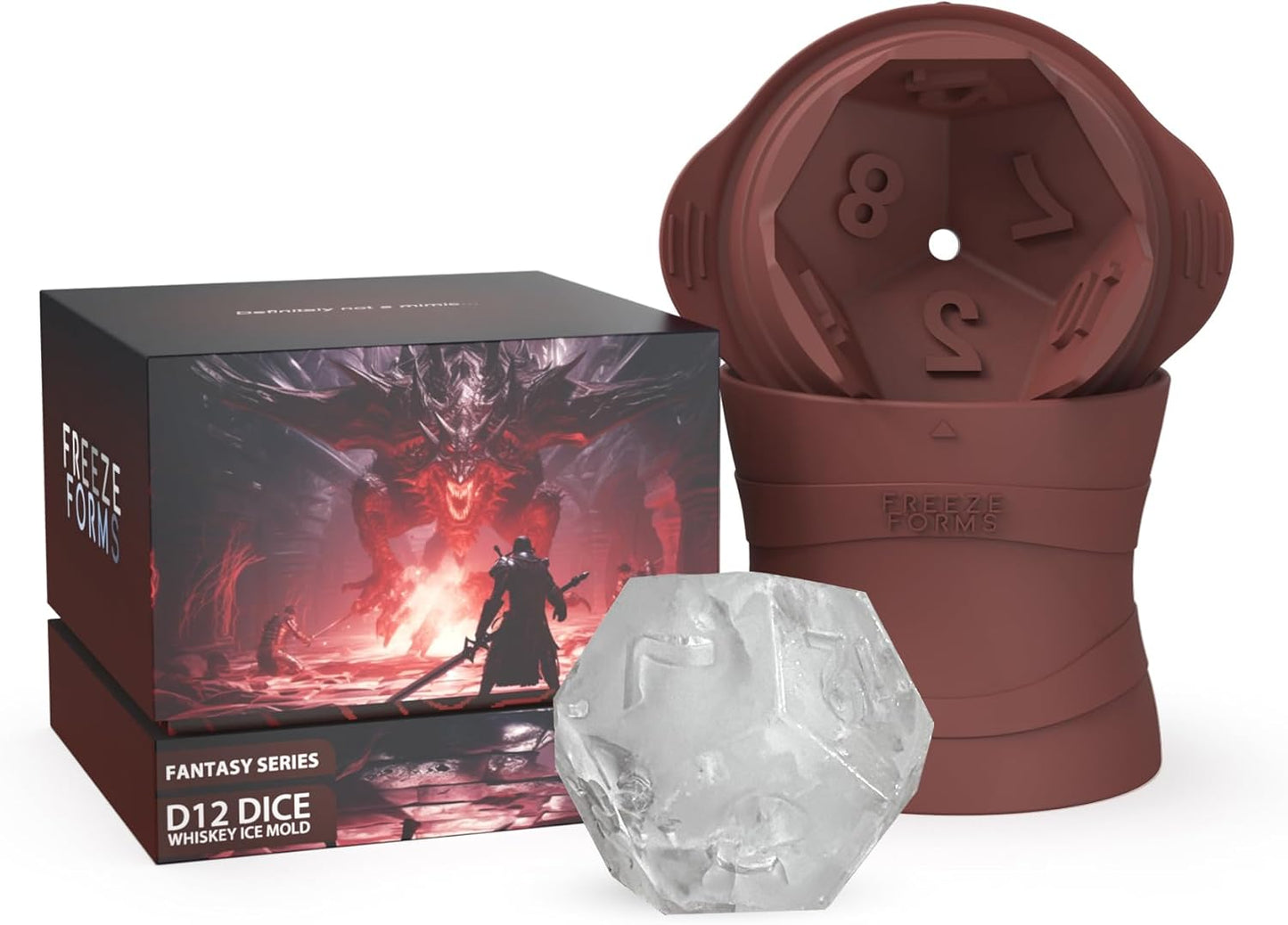 🧊 D20 Dice Ice Cube Mold – Giant Silicone Whiskey Mold for D&D, TTRPG, and Fantasy Fans | Geeky Barware for Game Nights & Gifts