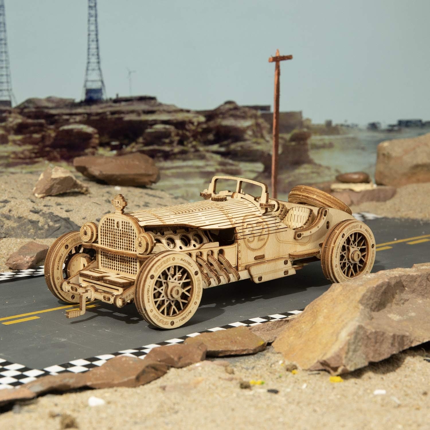 🏎️ ROKR 3D Wooden Grand Prix Car Puzzle | DIY Model Building Kit for Adults & Teens | Educational Brain Teaser, Desk Decor & Gift Idea | Mechanical Model Car Assembly