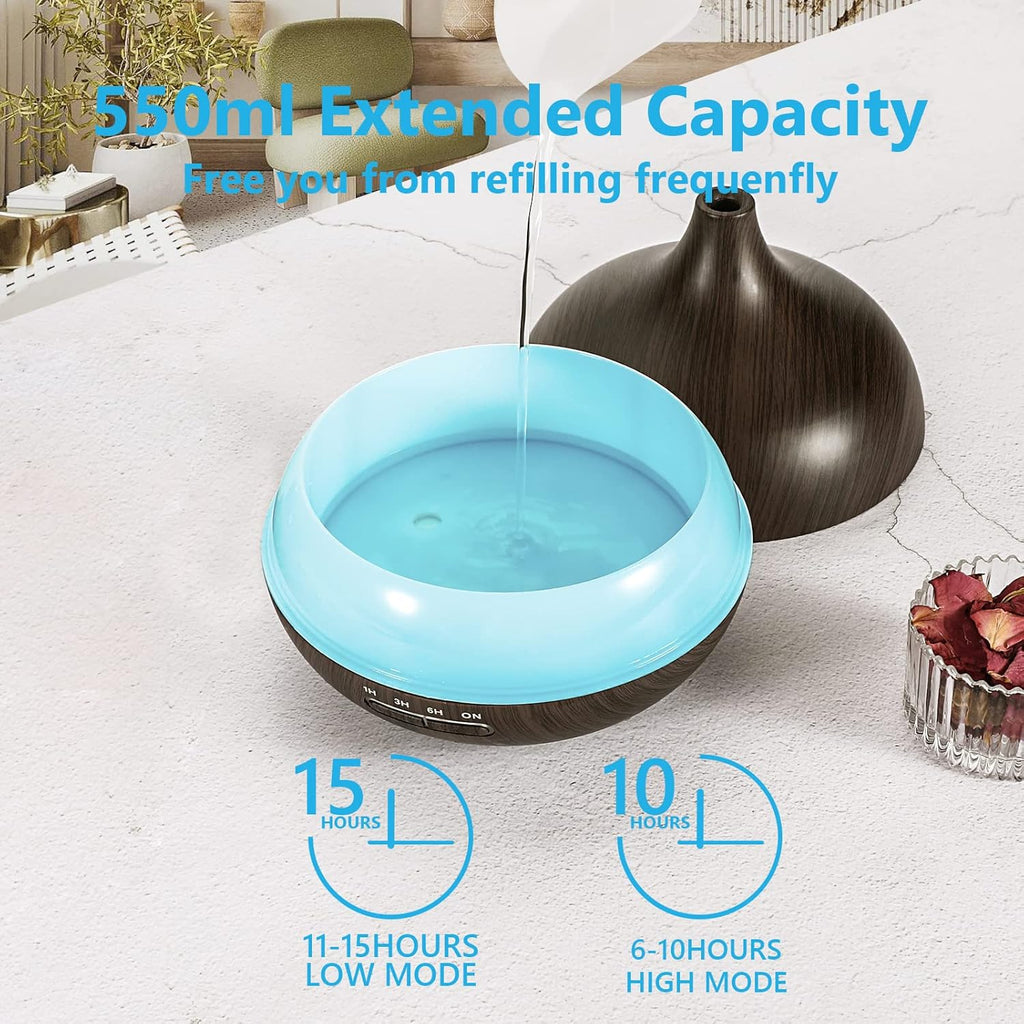 🕹️ 550ML Ultrasonic Essential Oil Diffuser with Remote – Cool Mist Aromatherapy Humidifier for Home, Game Room, Office & More | 7 LED Colors, Timer, Auto Shut-Off