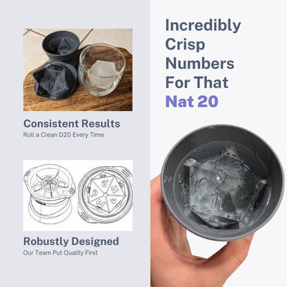 🧊 D20 Dice Ice Cube Mold – Giant Silicone Whiskey Mold for D&D, TTRPG, and Fantasy Fans | Geeky Barware for Game Nights & Gifts