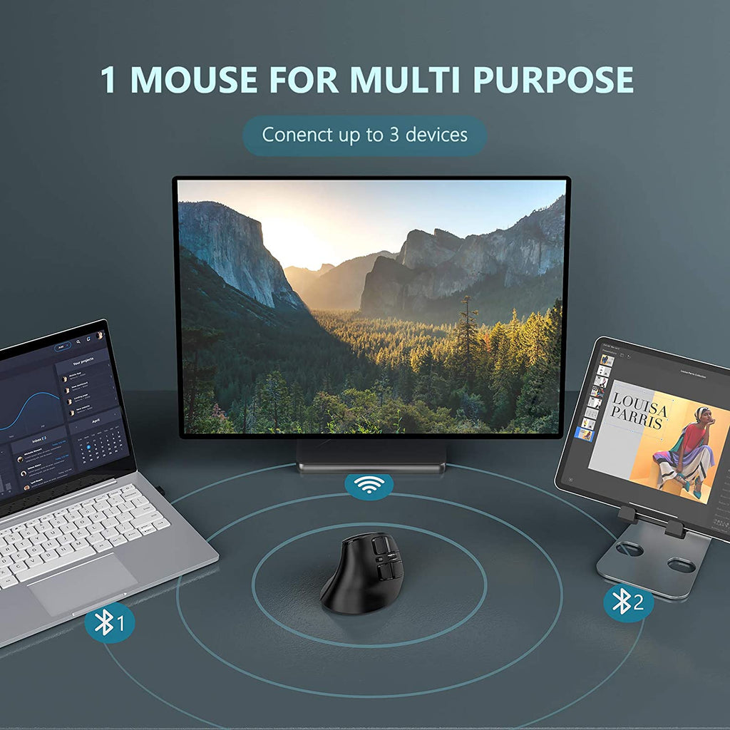 🖱️ The Ultimate 3-in-1 Ergonomic Wireless Mouse – For Work, Play & Everything in Between