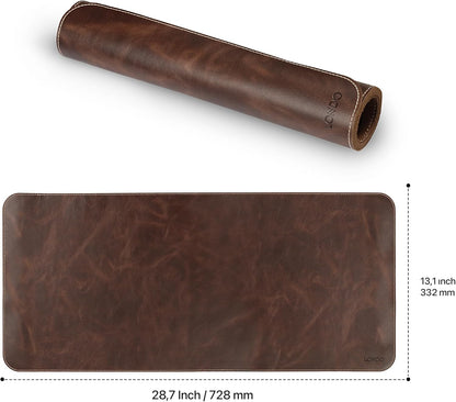 Premium Top Grain Leather Desk Mat – XL Extended Mouse Pad for Gaming & Office | Smooth Writing Surface, Non-Slip Base, Durable & Stylish Workspace Accessory (28.7" x 13.1")