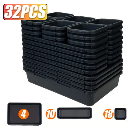 🧰 Modular Desk & Drawer Organizer Tray Set - Tool & Tech Organizer Bins for Home Office, Gaming Desk, Toolboxes & Workspaces