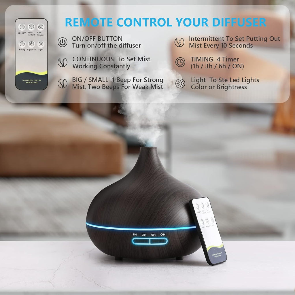 🕹️ 550ML Ultrasonic Essential Oil Diffuser with Remote – Cool Mist Aromatherapy Humidifier for Home, Game Room, Office & More | 7 LED Colors, Timer, Auto Shut-Off