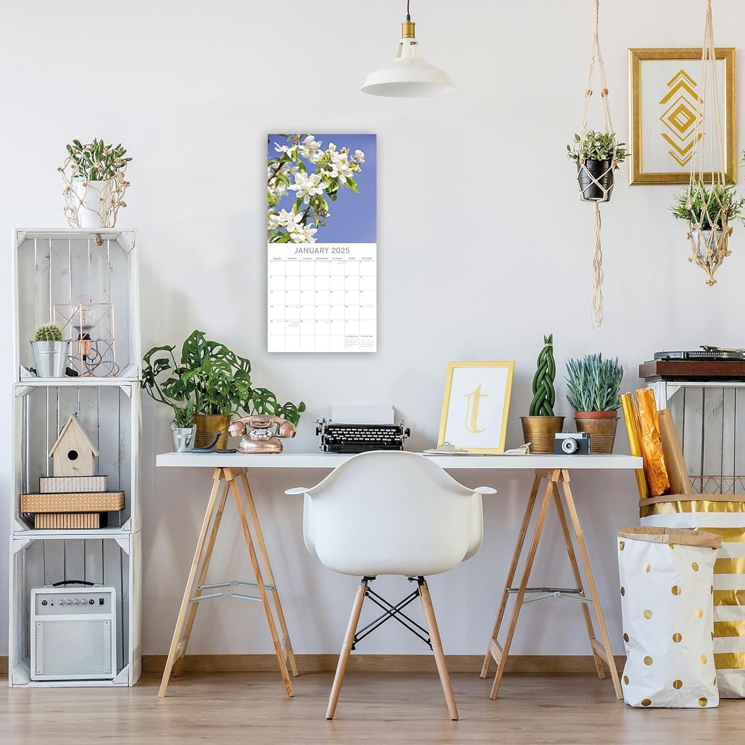 🌸📅2025 Cherry Blossom Wall Calendar – 16-Month Floral Planner with 180 Reminder Stickers | 12"x12" Hanging Calendar for Home, Office, and Game Stations | Geek Findings Cherry Blossom Collection