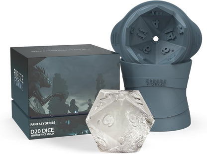 🧊 D20 Dice Ice Cube Mold – Giant Silicone Whiskey Mold for D&D, TTRPG, and Fantasy Fans | Geeky Barware for Game Nights & Gifts