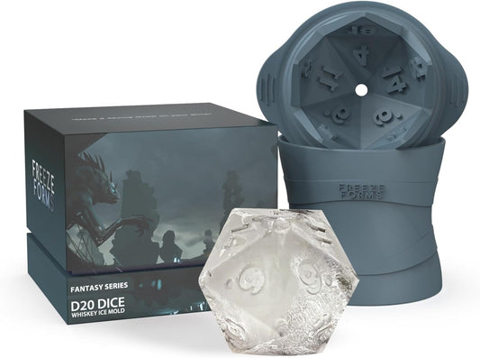🧊 D20 Dice Ice Cube Mold – Giant Silicone Whiskey Mold for D&D, TTRPG, and Fantasy Fans | Geeky Barware for Game Nights & Gifts