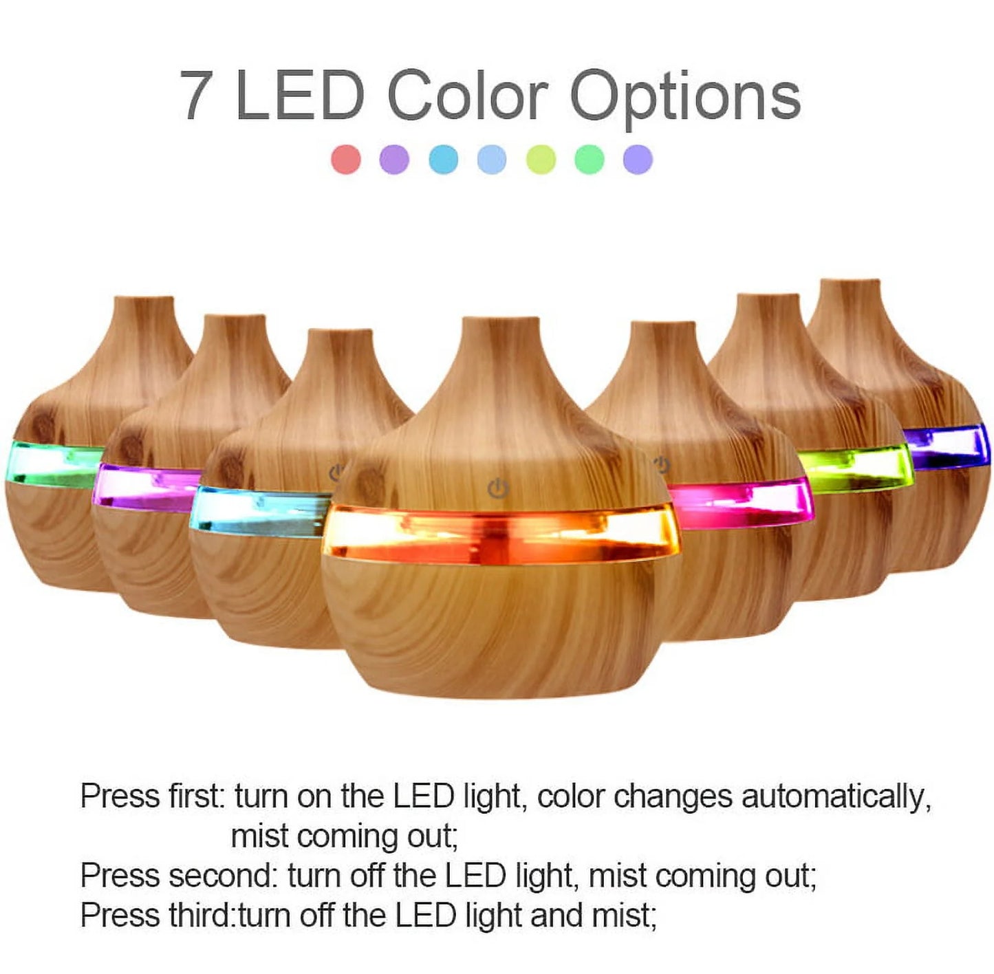 🌿 300ML Cool Mist Essential Oil Diffuser & Humidifier – Ultrasonic Aroma Air Freshener with Auto Shut-Off, 7 LED Colors & Timer 