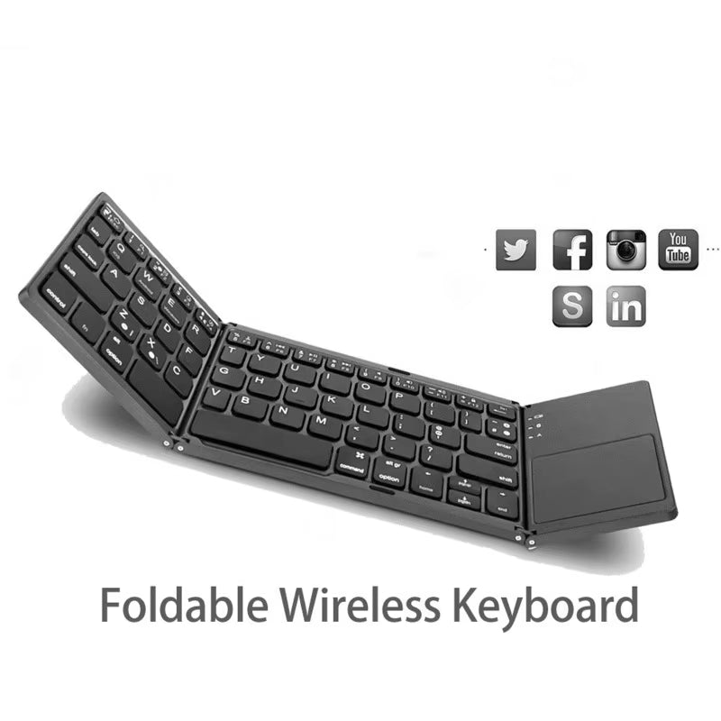 Foldable Wireless Bluetooth Keyboard with Touchpad – Ultra-Slim, Rechargeable & Travel-Ready
