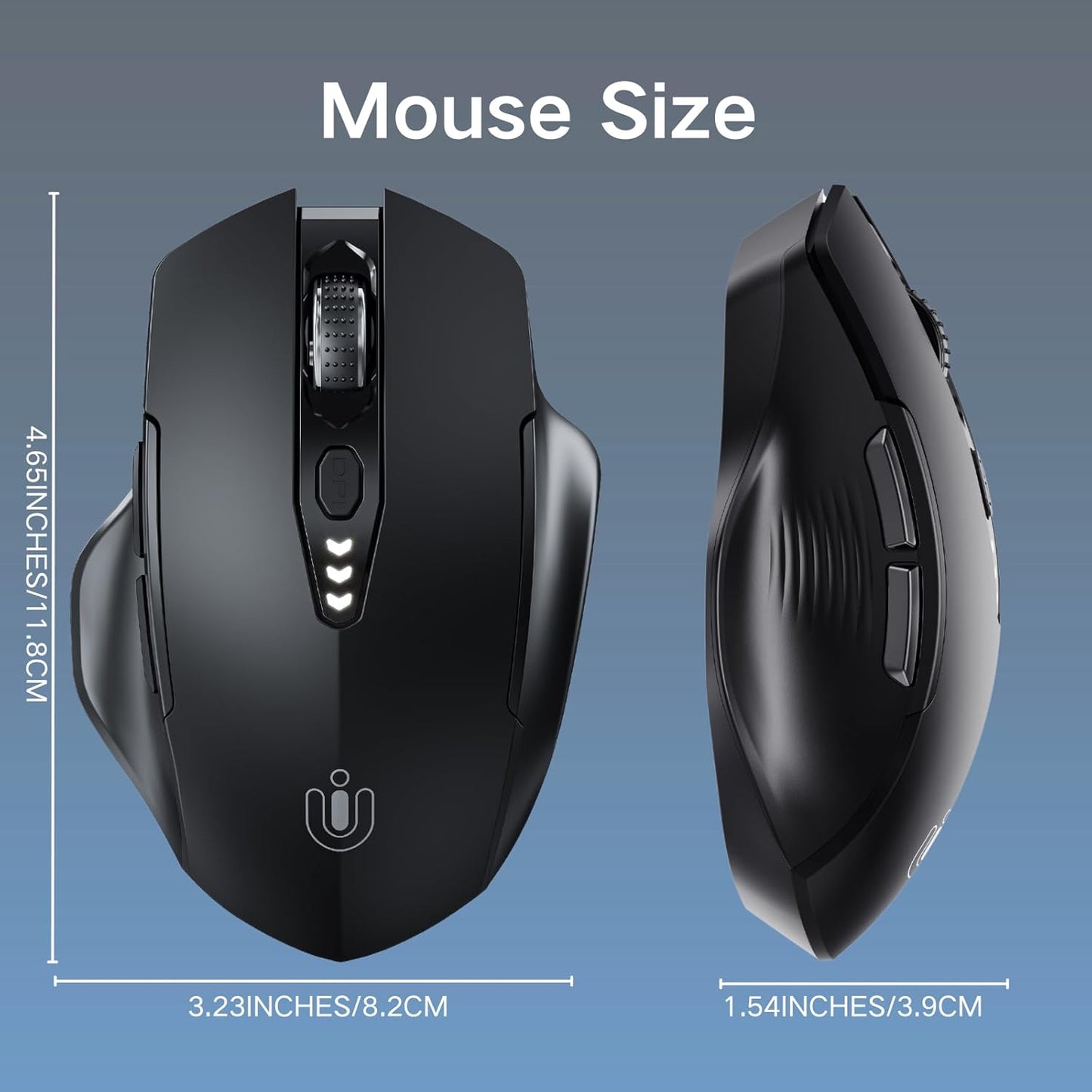⚡ Ergonomic Wireless Mouse with Visible Battery Level – 2.4GHz, Rechargeable, 4 DPI Settings 