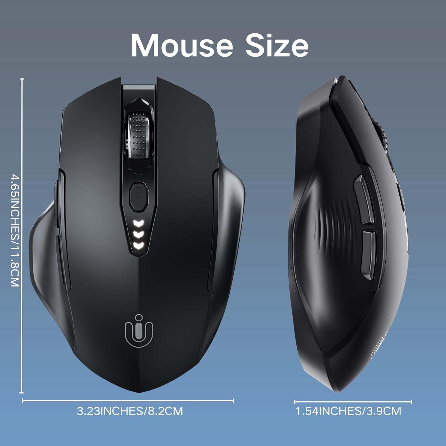 ⚡ Ergonomic Wireless Mouse with Visible Battery Level – 2.4GHz, Rechargeable, 4 DPI Settings 