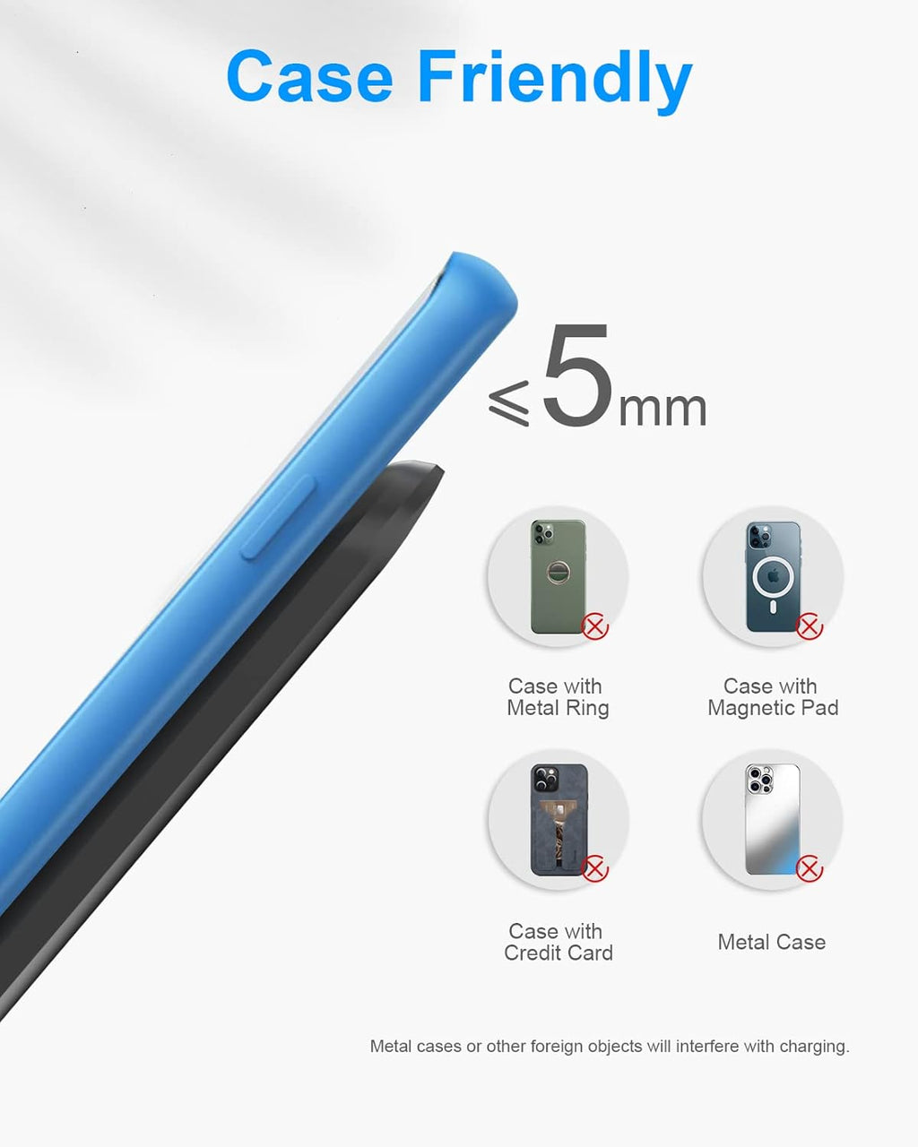 NANAMI Fast Wireless Charging Stand – Qi-Certified Vertical Charger for Samsung Galaxy S25/S24/S23 & iPhone 17/16/15 | Desk-Friendly, Silent, Sleek & Perfect for Gaming Stations & Offices