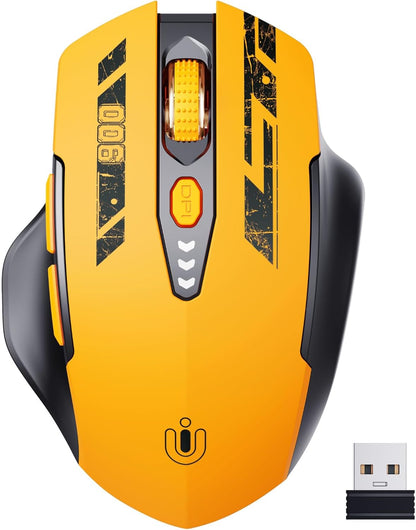 ⚡ Ergonomic Wireless Mouse with Visible Battery Level – 2.4GHz, Rechargeable, 4 DPI Settings 