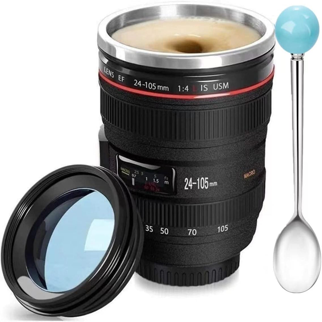 📸 Camera Lens Coffee Mug – Realistic Stainless Steel Thermos for Photographers, Travel Mugs & Unique Gifts for Creatives | Fun & Functional Desk Decor