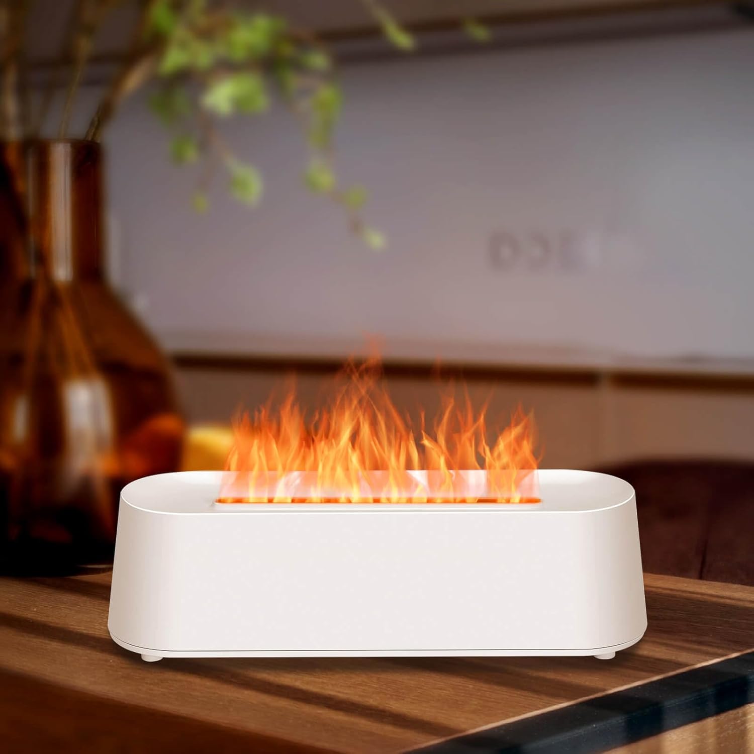 🔥7-Color Flame Essential Oil Diffuser with Remote – Ambient LED Fire Humidifier for Game Rooms, Offices & Bedrooms | 250ml Aromatherapy Diffuser with Timer & Quiet Operation | Geek Findings