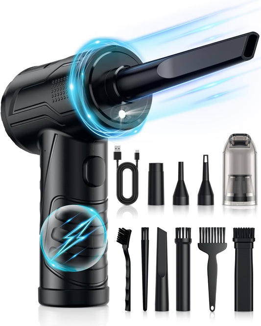 💨 95000RPM Cordless Compressed Air Duster – 3-Speed Rechargeable Cleaner & Vacuum for PC, Keyboard, Car & Office | Eco-Friendly Air Can Alternative with LED Light & 8000mAh Battery