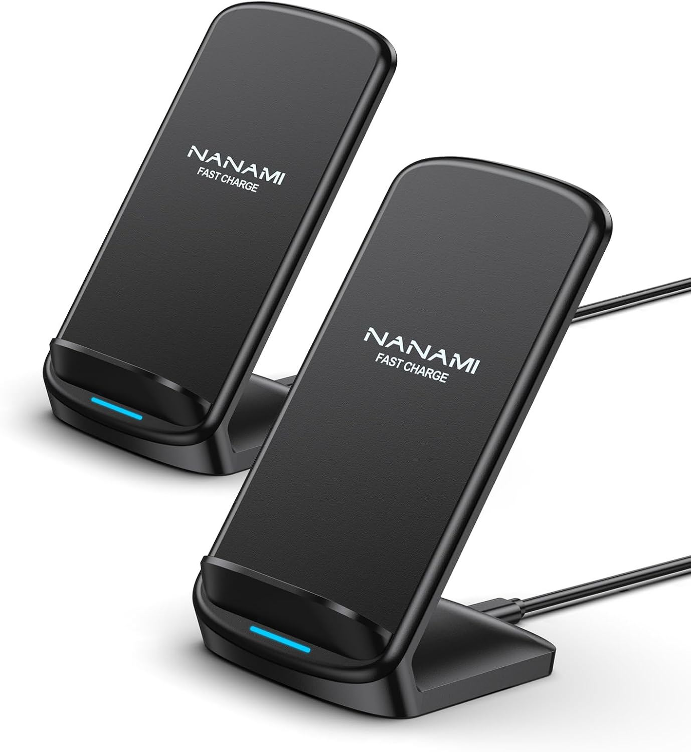 NANAMI Fast Wireless Charging Stand – Qi-Certified Vertical Charger for Samsung Galaxy S25/S24/S23 & iPhone 17/16/15 | Desk-Friendly, Silent, Sleek & Perfect for Gaming Stations & Offices