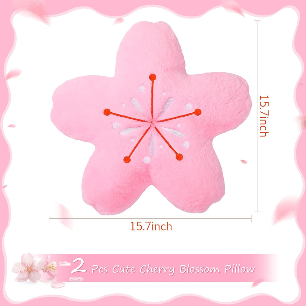 🌸2PCS Cherry Blossom Flower Throw Pillows – 15.7" Kawaii Plush Floor Cushions for Gaming Chairs, Sofas & Office Decor | Soft Aesthetic Sakura Seating Pads – Pink | Geek Findings Exclusive